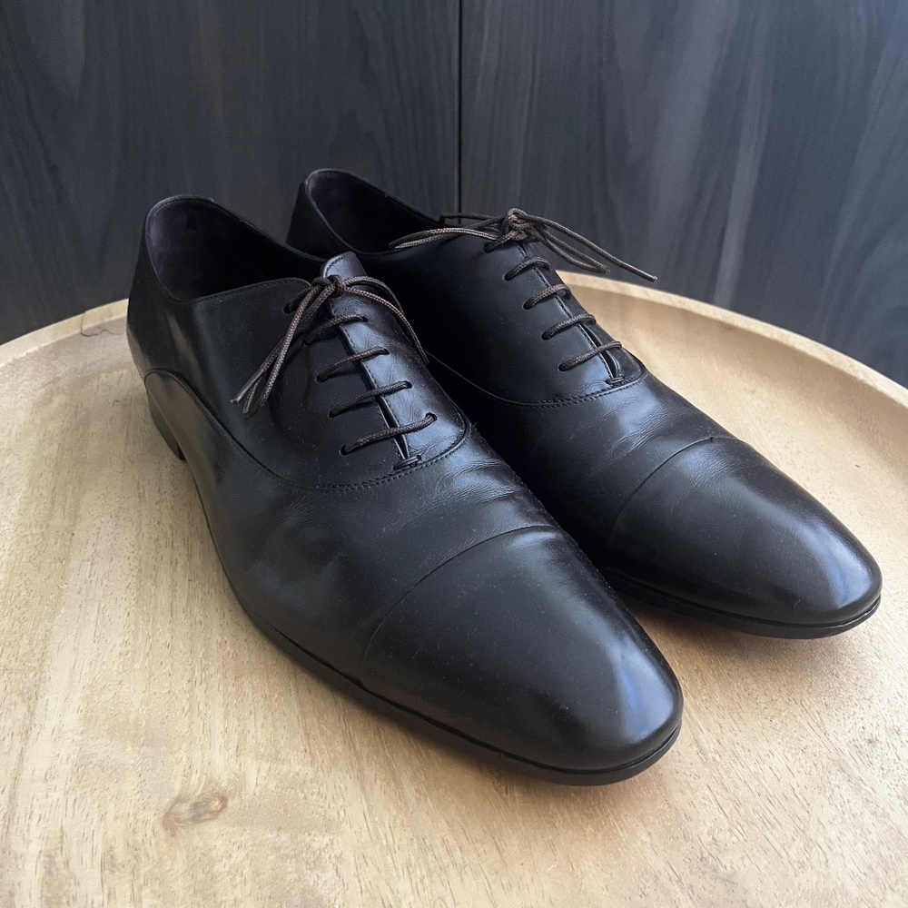 Ferragamo Cap Toe Oxfords, Size 12, Brown